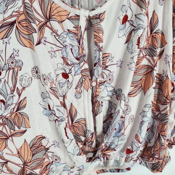 Free People White Floral Button Down Tie Sleeve Keepin On Blouse S - Picture 4 of 9